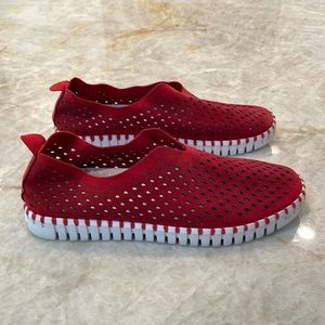 ILSE JACOBSEN TULIP NUBUCK LEATHER PERFORATED FLEXIBLE SLIP ON SNEAKER